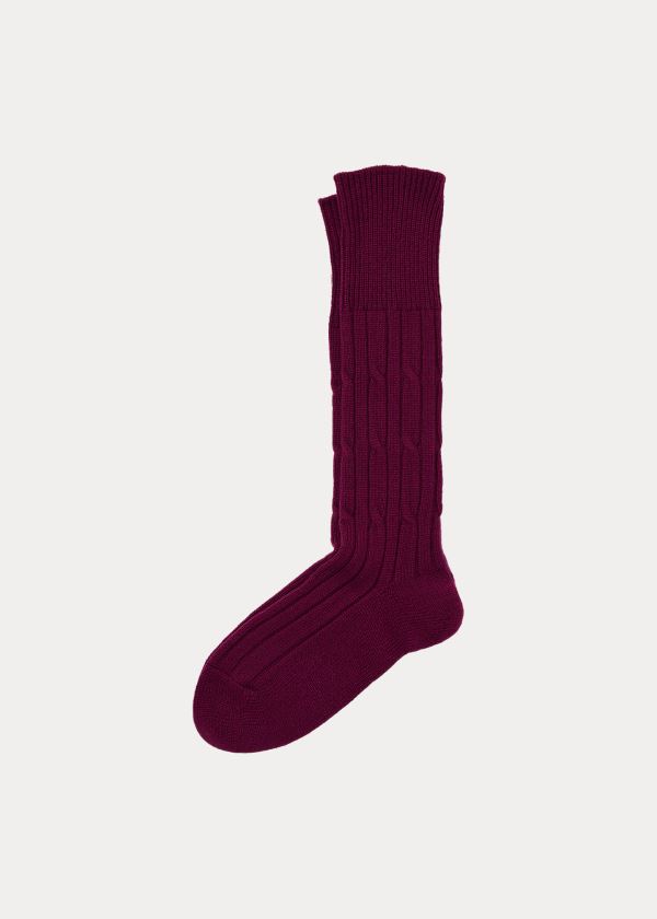 Ralph Lauren Cable-Knit Cashmere Socks Vínové | X5nWmUPA