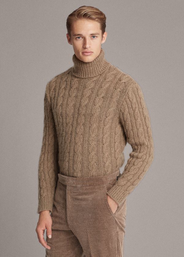 Ralph Lauren Cable-Knit Cashmere Svetrové Hnědé | 1uWO1zd7