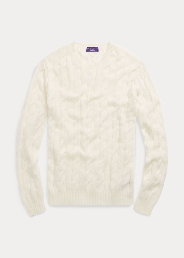 Ralph Lauren Cable-Knit Cashmere Svetrové Krém | 9jVRyyls