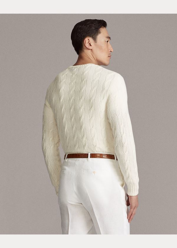 Ralph Lauren Cable-Knit Cashmere Svetrové Krém | 9jVRyyls