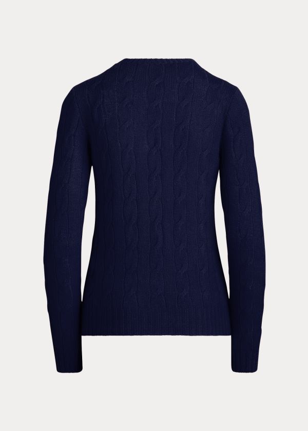 Ralph Lauren Cable-Knit Cashmere Svetrové Tmavě Blankyt | AqlgzkCU