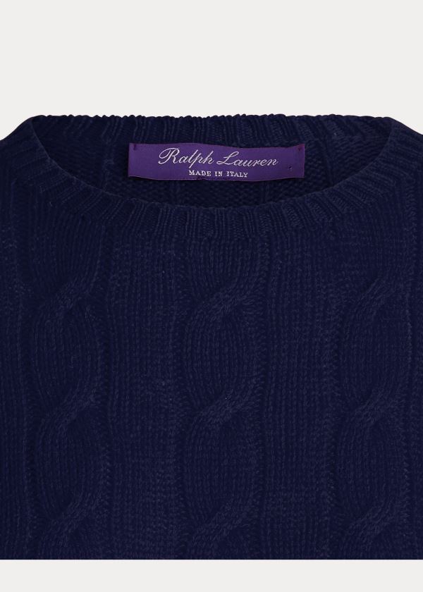 Ralph Lauren Cable-Knit Cashmere Svetrové Tmavě Blankyt | AqlgzkCU