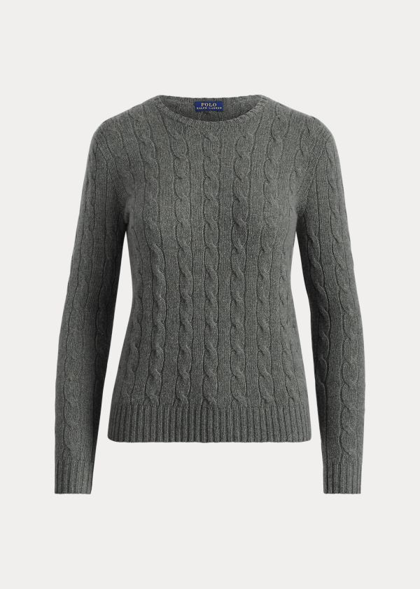 Ralph Lauren Cable-Knit Cashmere Svetrové Tmavě Šedé | COhLooGu