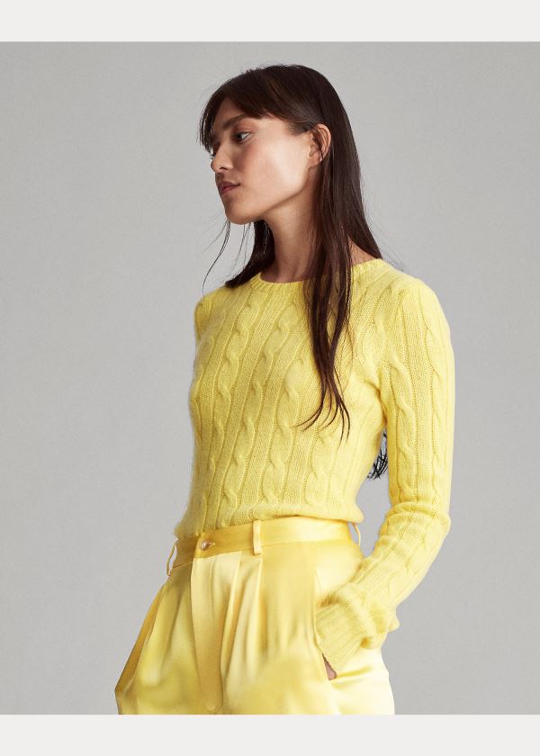 Ralph Lauren Cable-Knit Cashmere Svetrové Žluté | Mdg1gXFl
