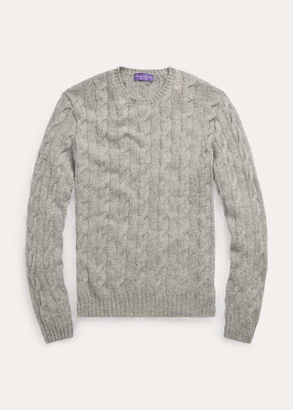 Ralph Lauren Cable-Knit Cashmere Svetrové Světle Šedé | UfxNVPvu