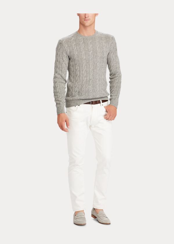 Ralph Lauren Cable-Knit Cashmere Svetrové Světle Šedé | UfxNVPvu