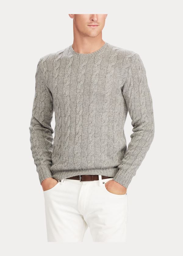 Ralph Lauren Cable-Knit Cashmere Svetrové Světle Šedé | UfxNVPvu