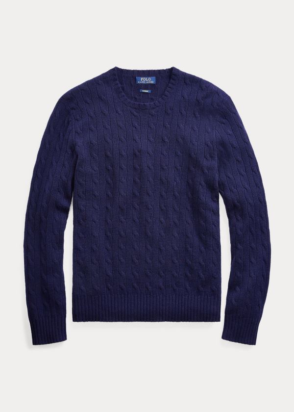 Ralph Lauren Cable-Knit Cashmere Svetrové Světle Tmavě Blankyt | fRfSnSn9