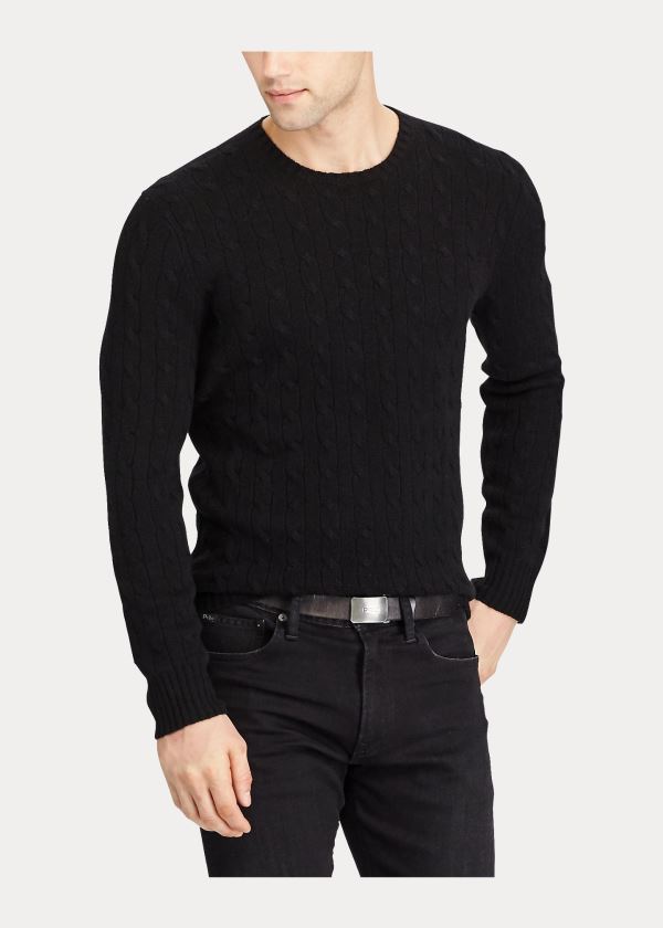 Ralph Lauren Cable-Knit Cashmere Svetrové Černé | flxebBcF