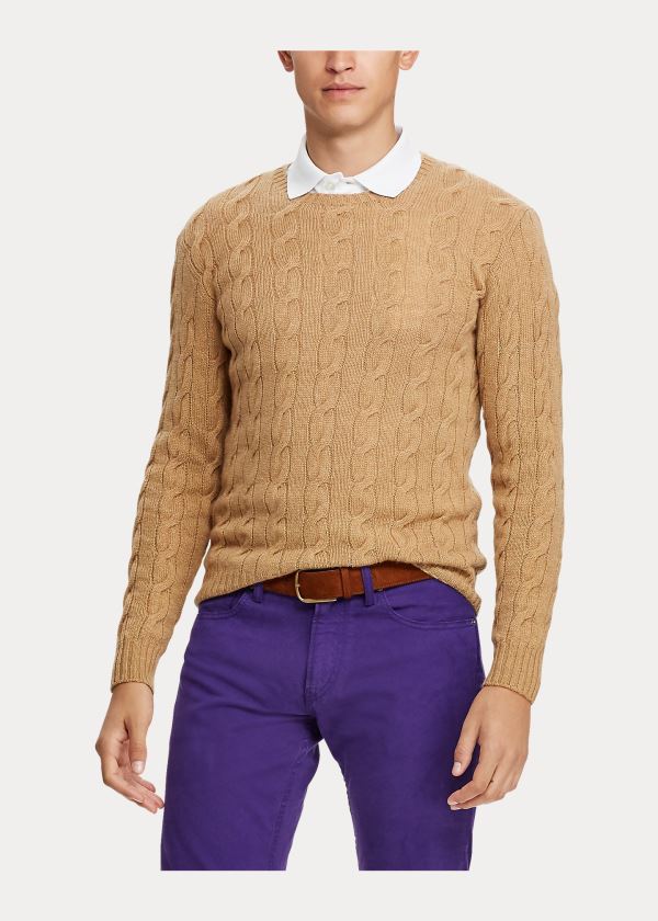 Ralph Lauren Cable-Knit Cashmere Svetrové Hnědé | iypVDJR9