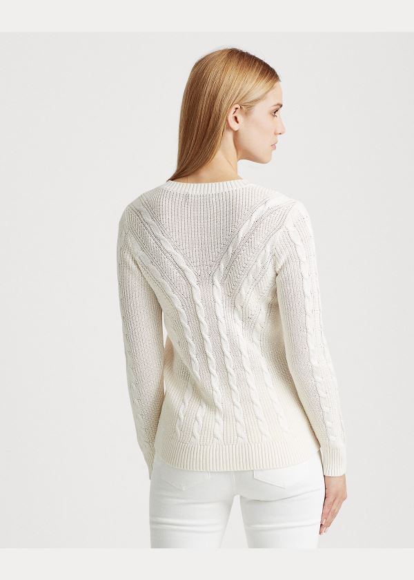 Ralph Lauren Cable-Knit Crewneck Svetrové Krém | IaX9sVtD