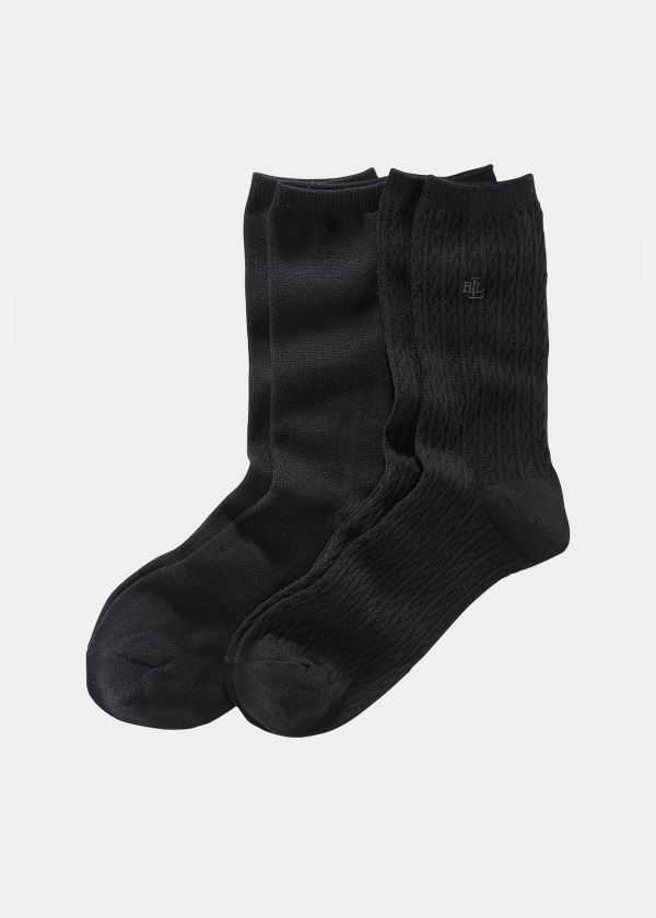 Ralph Lauren Cable-Knit Trouser Sock 2-Pack Černé | DqZdktrV
