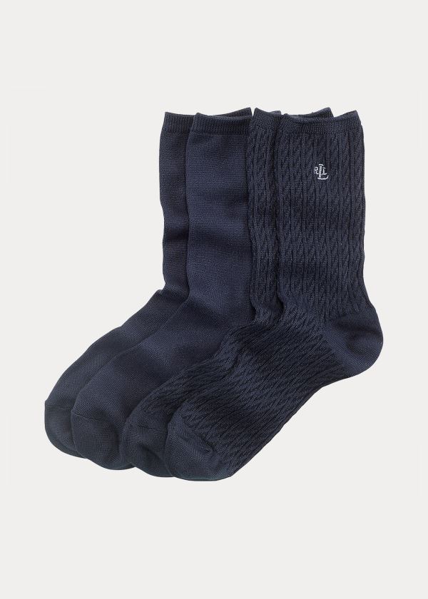 Ralph Lauren Cable-Knit Trouser Sock 2-Pack Tmavě Blankyt | gnYukLNZ