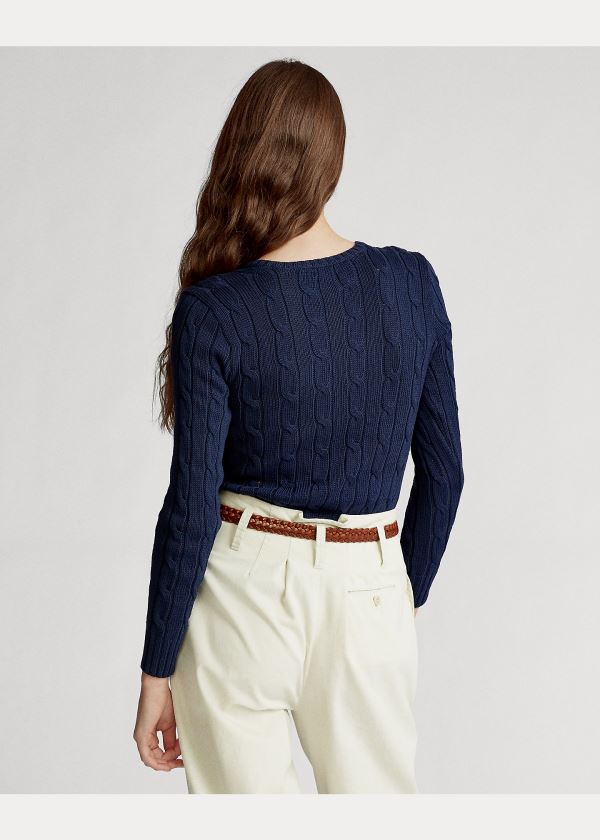 Ralph Lauren Cable-Knit V-Neck Svetrové Tmavě Blankyt | Apu67Ctj