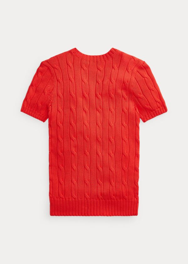 Ralph Lauren Cable Krátké-Sleeve Svetrové Červené | APKRQlZ7