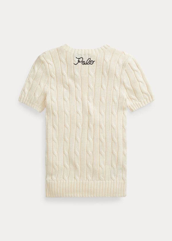 Ralph Lauren Cable Krátké-Sleeve Svetrové Krém | jh9Y3kuw