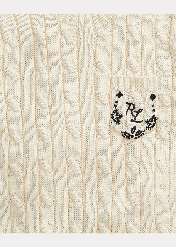 Ralph Lauren Cable Krátké-Sleeve Svetrové Krém | jh9Y3kuw
