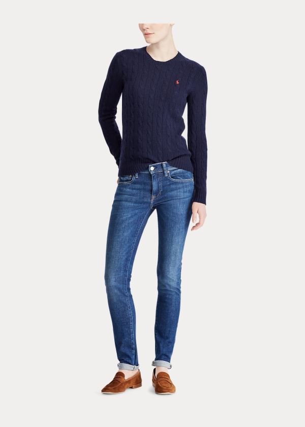 Ralph Lauren Cable Wool Crewneck Svetrové Tmavě Blankyt | MFM2gJx1