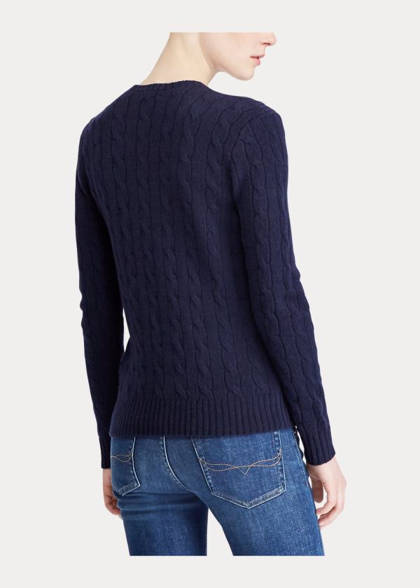 Ralph Lauren Cable Wool Crewneck Svetrové Tmavě Blankyt | MFM2gJx1