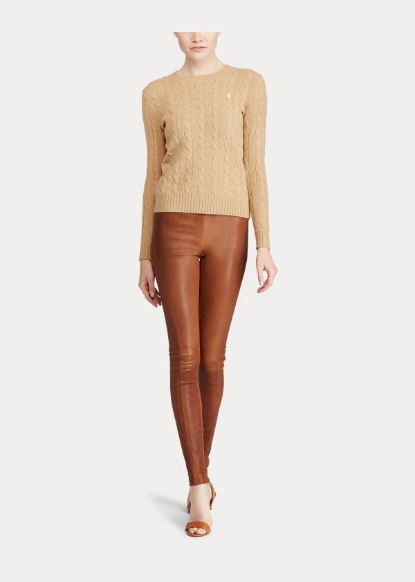 Ralph Lauren Cable Wool Crewneck Svetrové Hnědé | g8NI8Qds