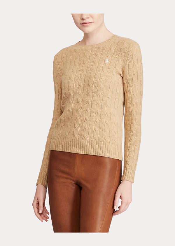 Ralph Lauren Cable Wool Crewneck Svetrové Hnědé | g8NI8Qds