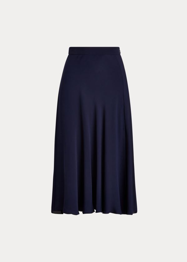 Ralph Lauren Cailyn Silk Skirt Tmavě Tmavě Blankyt | w0E0xXEI