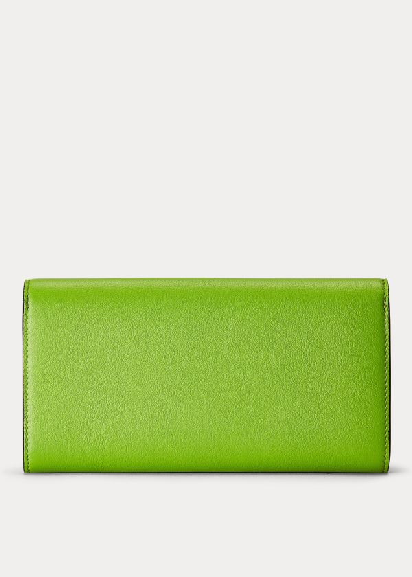 Ralph Lauren Calfskin Hinge-Lock Wallet Zelene | NzF6cZ0e