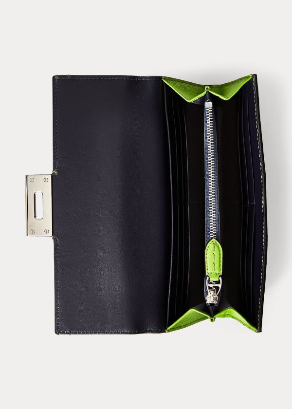 Ralph Lauren Calfskin Hinge-Lock Wallet Zelene | NzF6cZ0e