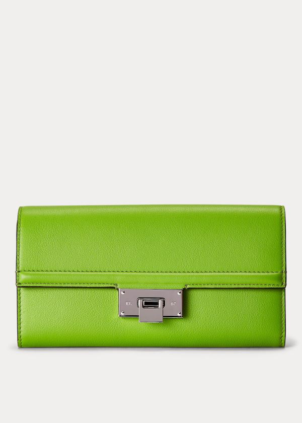 Ralph Lauren Calfskin Hinge-Lock Wallet Zelene | NzF6cZ0e