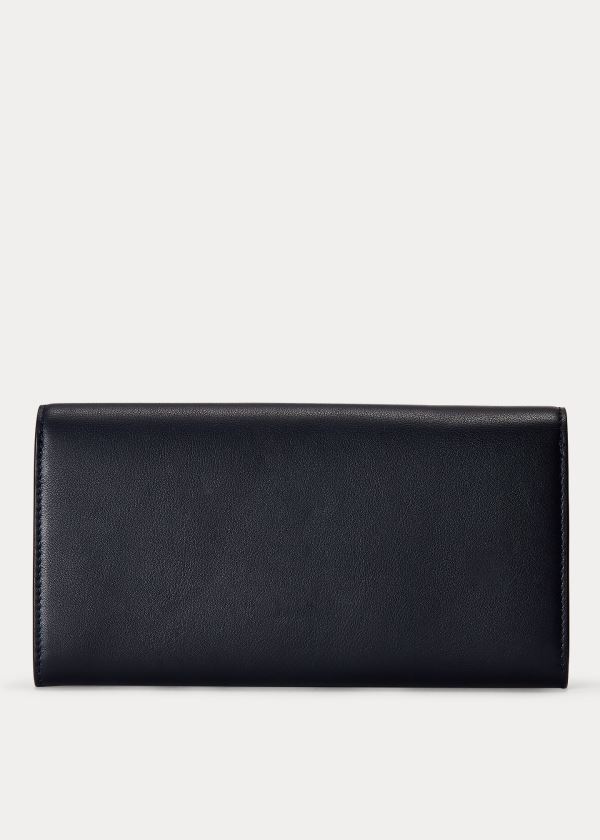 Ralph Lauren Calfskin Hinge-Lock Wallet Tmavě Blankyt | W7wKNjPc