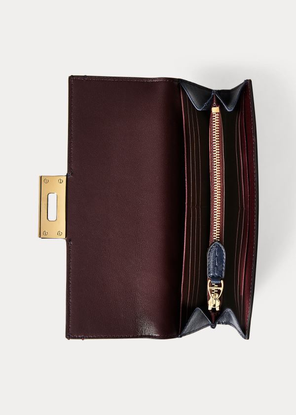 Ralph Lauren Calfskin Hinge-Lock Wallet Tmavě Blankyt | W7wKNjPc