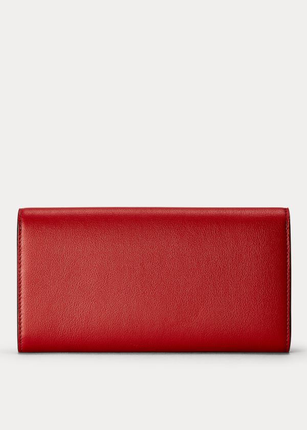 Ralph Lauren Calfskin Hinge-Lock Wallet Červené | fd0iaN8X