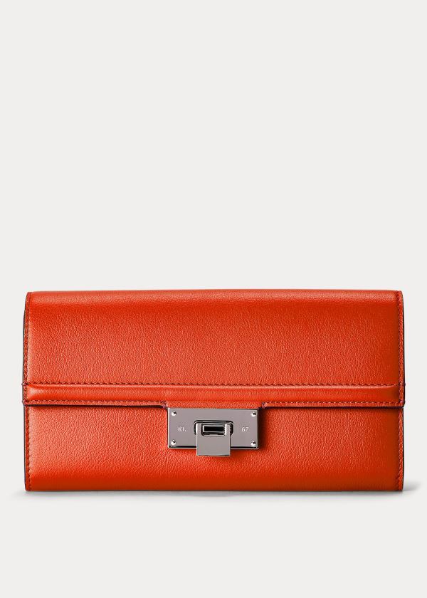 Ralph Lauren Calfskin Hinge-Lock Wallet Oranžové | ornxCU8W
