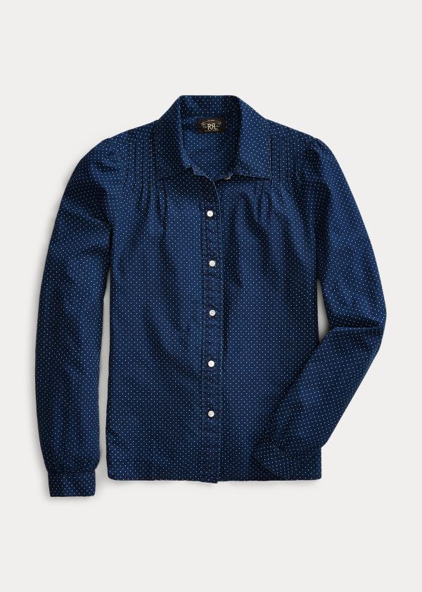 Ralph Lauren Calico-Print Blouse Indigo | rLRBlb37