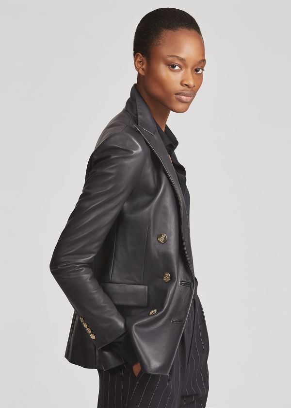Ralph Lauren Camden Læder Jacket Černé | HztP1eGA