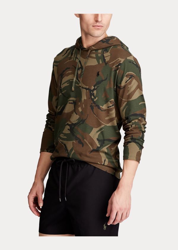 Ralph Lauren Camo Jersey S Kapucí T-Shirt Maskáčové | URoZMSDg