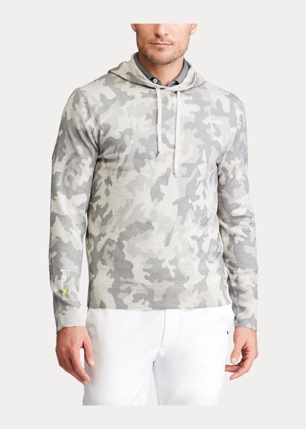Ralph Lauren Camo Wool S Kapucí Svetrové Šedé | zfc3hdtb