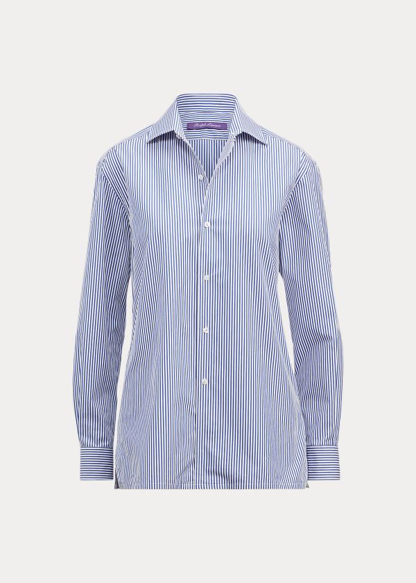Ralph Lauren Capri Striped Bavlněné Shirt Bílé Blankyt | sowDvHcq