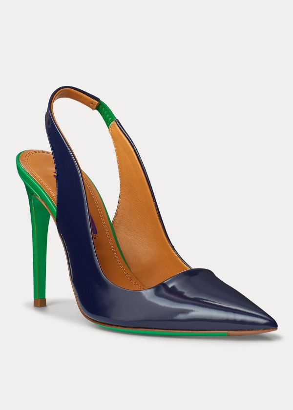 Ralph Lauren Carley Two-Tone Calfskin Pump Tmavě Blankyt Zelene | NKrIEGuD