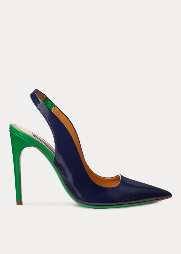 Ralph Lauren Carley Two-Tone Calfskin Pump Tmavě Blankyt Zelene | NKrIEGuD