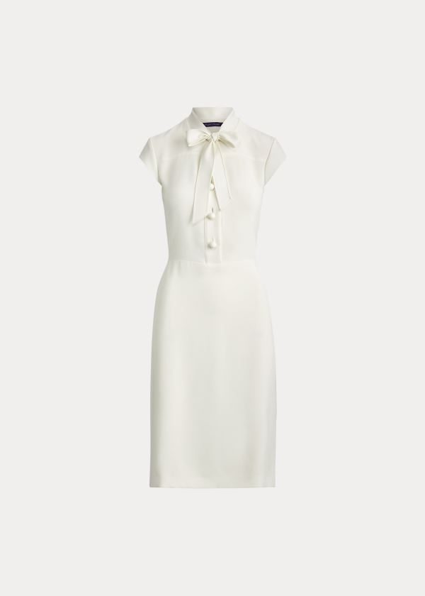 Ralph Lauren Carlisle Crepe Cady Day Šaty Krém | rWbZfaPr