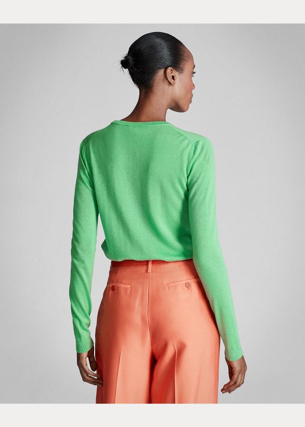 Ralph Lauren Cashmere Crewneck Svetrové Zelene | 0ZxVDsZ4