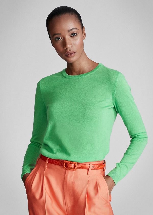 Ralph Lauren Cashmere Crewneck Svetrové Zelene | 0ZxVDsZ4