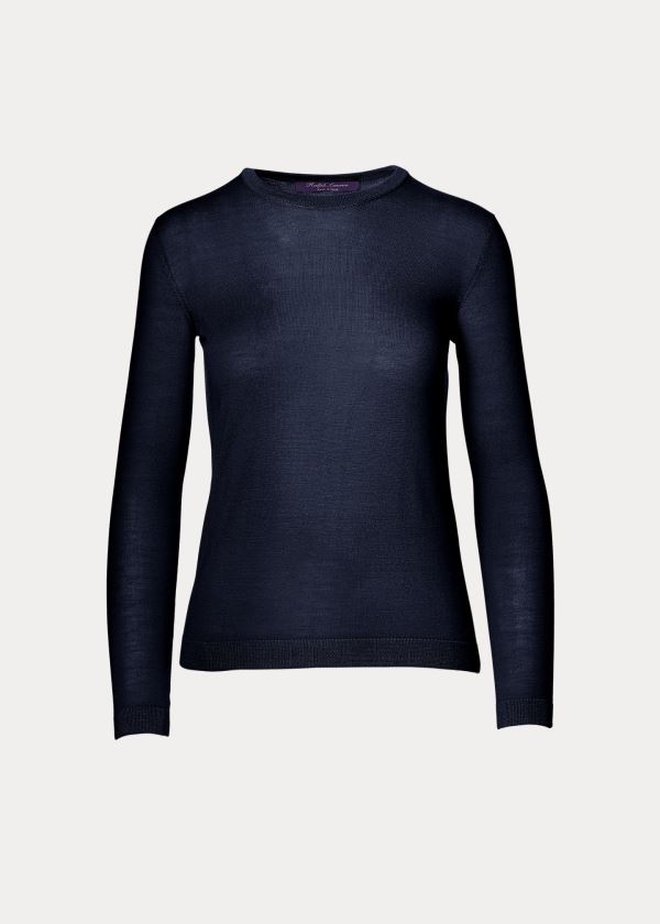 Ralph Lauren Cashmere Crewneck Svetrové Tmavě Blankyt | Ye2VLuz9
