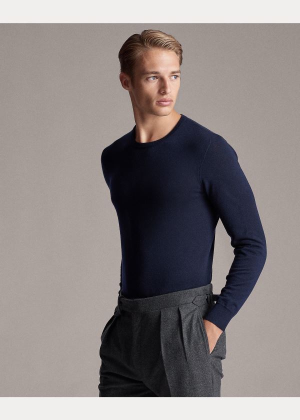Ralph Lauren Cashmere Crewneck Svetrové Tmavě Blankyt | j79ie47M