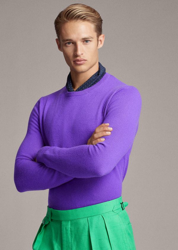 Ralph Lauren Cashmere Crewneck Svetrové Fialové | kMHSQG9W
