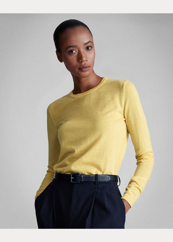 Ralph Lauren Cashmere Crewneck Svetrové Žluté | pFfzcQZS