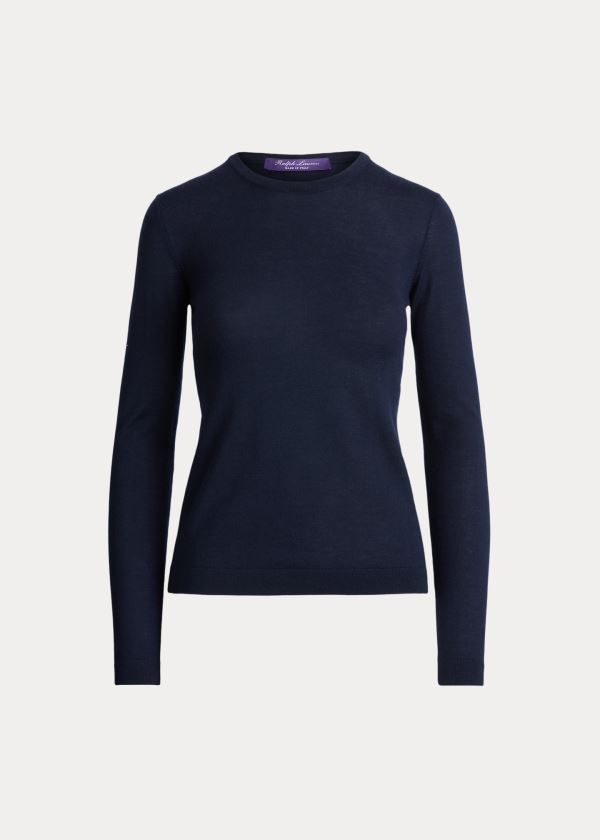 Ralph Lauren Cashmere Crewneck Svetrové Tmavě Blankyt | vslTtCXl