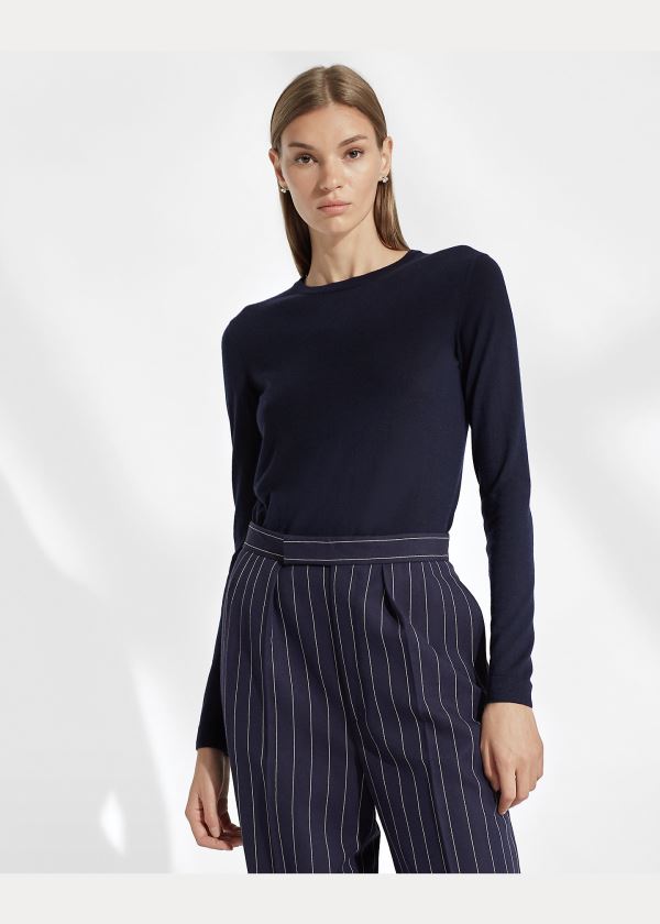Ralph Lauren Cashmere Crewneck Svetrové Tmavě Blankyt | vslTtCXl