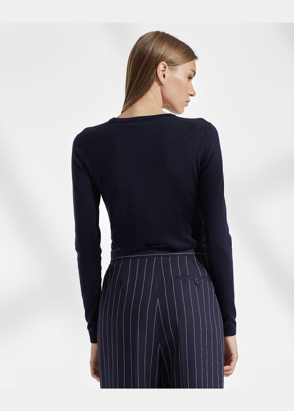 Ralph Lauren Cashmere Crewneck Svetrové Tmavě Blankyt | vslTtCXl